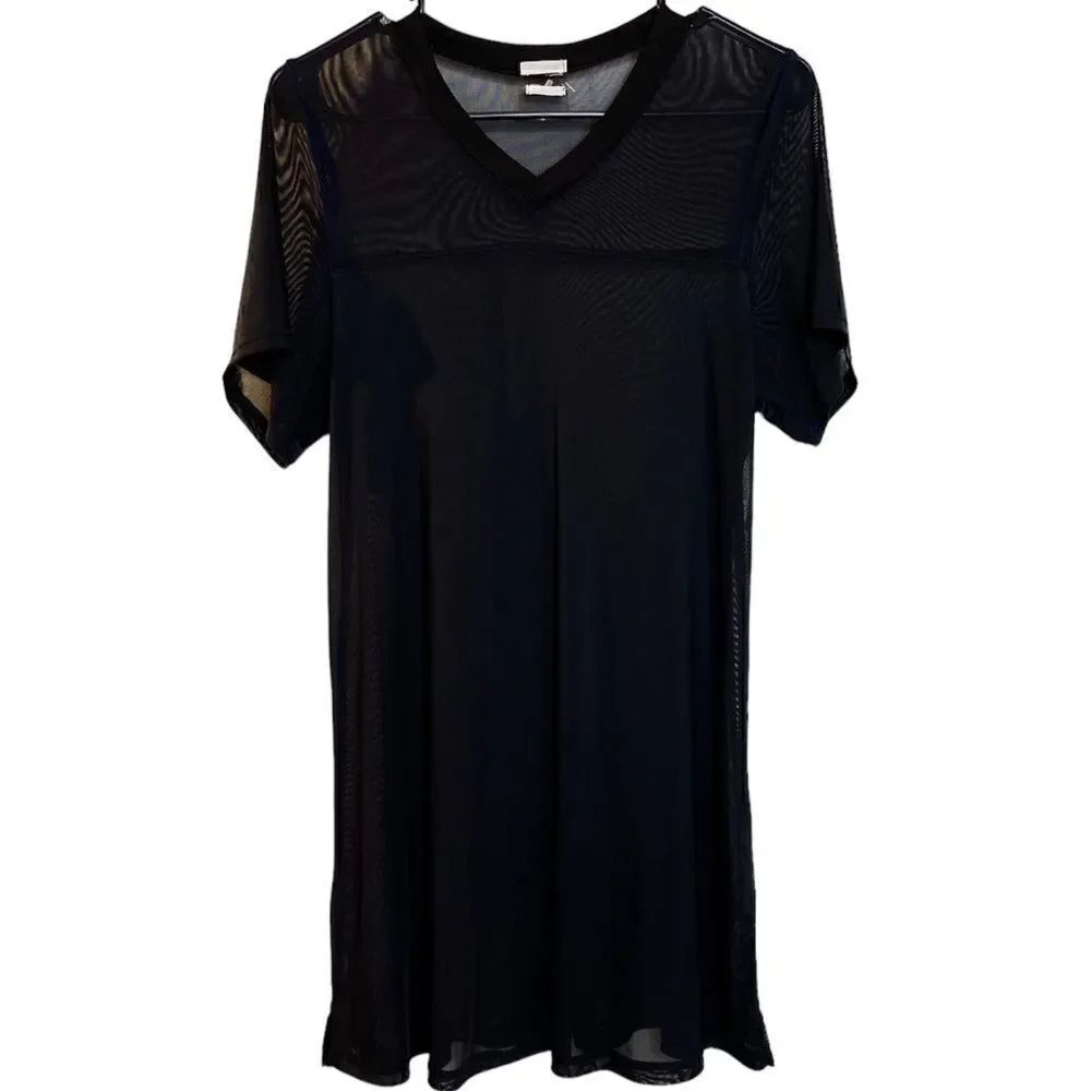 Urban Outfitters Mesh Short Sleeve Midi Dress Black Small